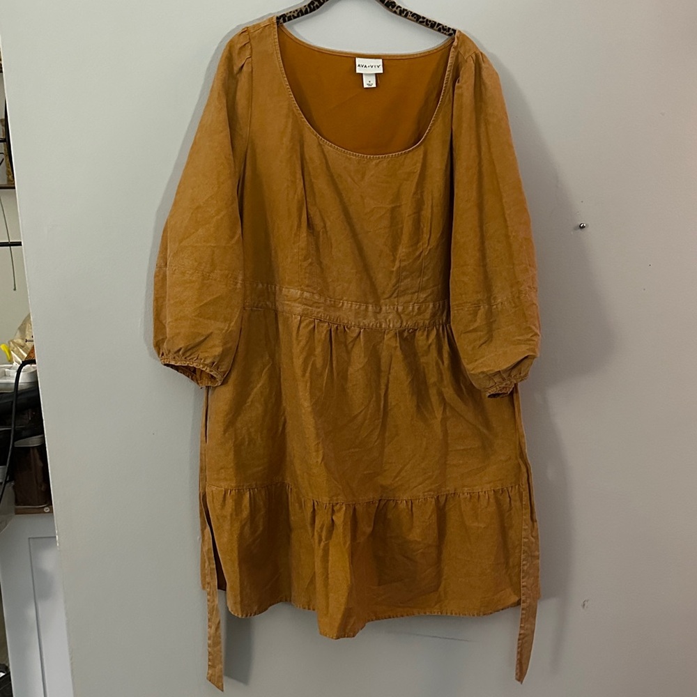 Universal Thread Burnt Orange Puff Sleeve Dress